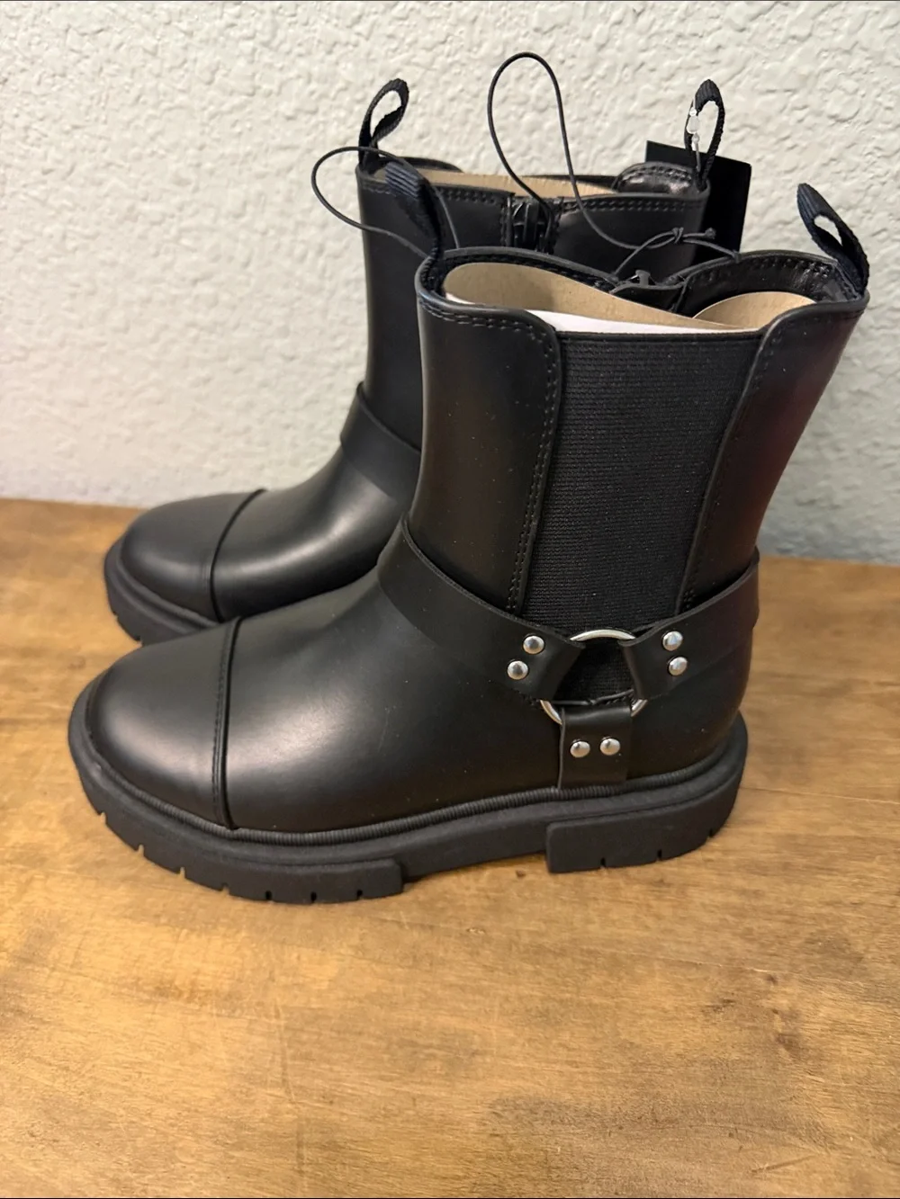 Art Class Kids Black Pull-On Moto Boots size 1